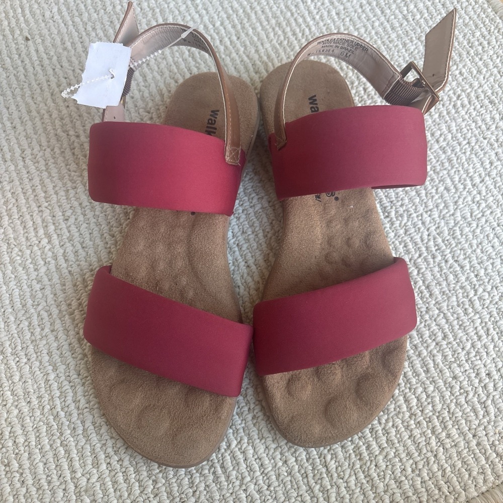 Walking Cradles Sandals Womens 6M Leather Brazil Red Strappy Comfort
